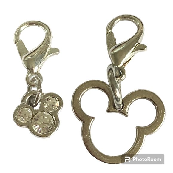 Vintage Disney Crystal Mickey Mouse Ears Charm Charms Clip On Rare Made in USA - Picture 1 of 6